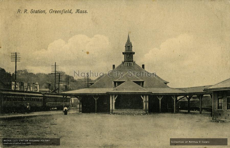 Postcard: Railroad Station, Greenfield, Massachusetts